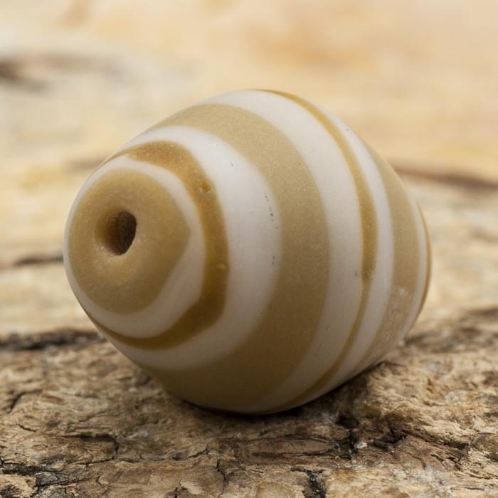 Glaspärla Fantasi 14x18 mm, Karamell/Vit (5st)