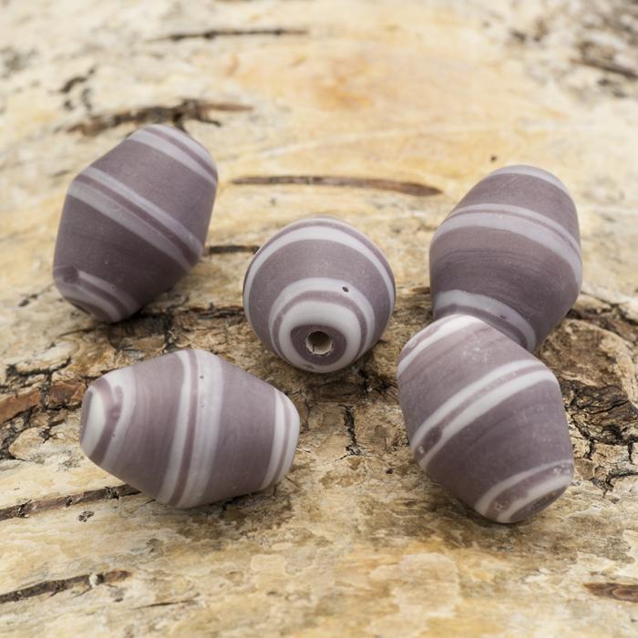Glaspärla Fantasi 14x18 mm, Lila/Vit (5st)