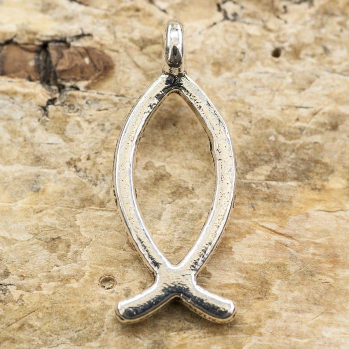 Berlock Jesusfisk 8x20 mm, Antiksilver (15st)