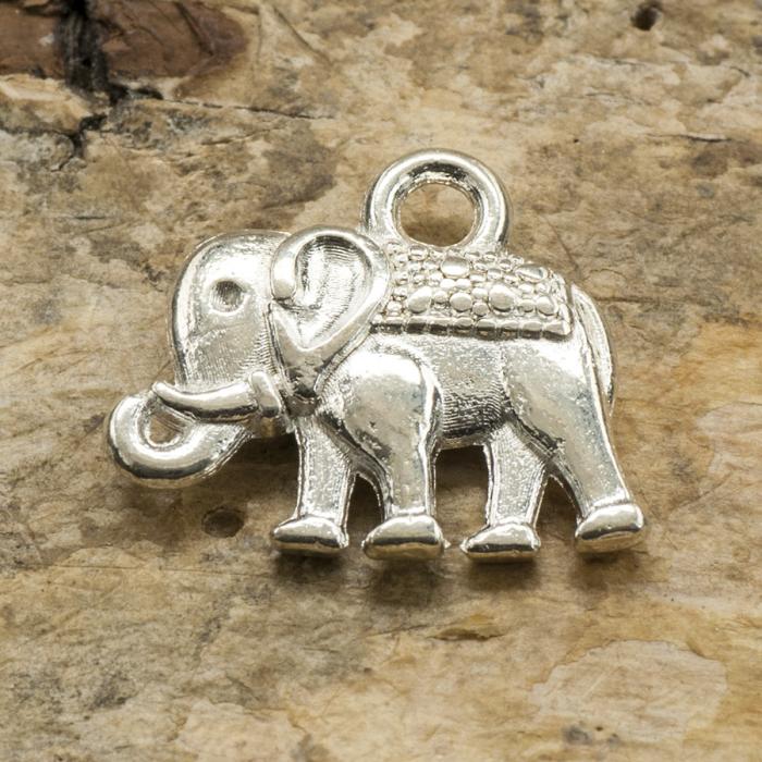 Berlock Elefant 14x12 mm, Silverfärg (5st)