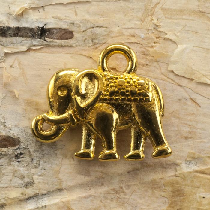 Berlock Elefant 14x12 mm, Guldfärg (5st)