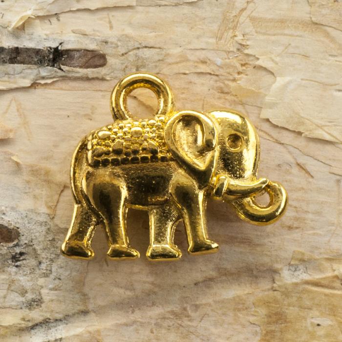 Berlock Elefant 14x12 mm, Guldfärg (5st)