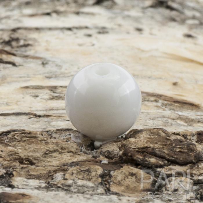 Lackad glaspärla 8 mm, Vit (20st)