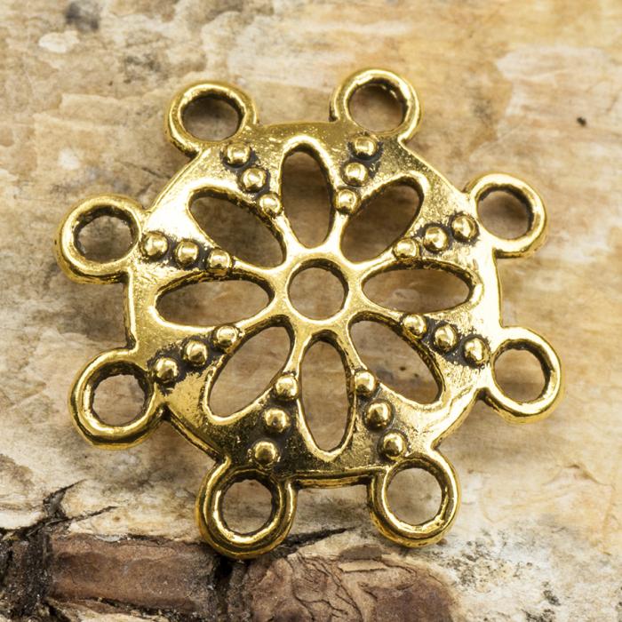 Pärlhållare Maxi 14x14 mm, Antikguld (5st)