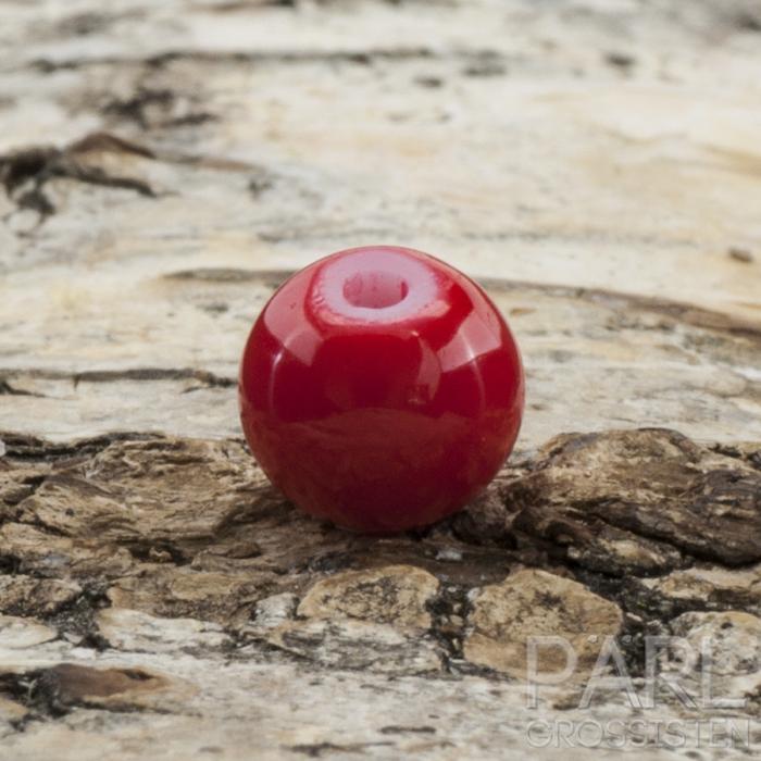 Lackad glaspärla 8 mm, Röd (20st)