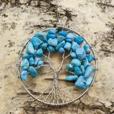 Hänge "Tree of life" 52x62 mm, Ljusblå (st)