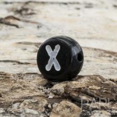 Bokstavspärla X 7 mm, Svart (25st)