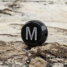 Bokstavspärla M 7 mm, Svart (25st)