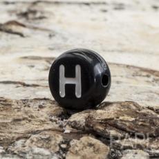 Bokstavspärla H 7 mm, Svart (25st)