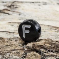 Bokstavspärla F 7 mm, Svart (25st)