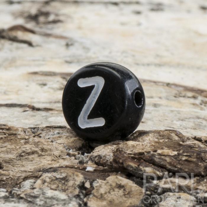 Bokstavspärla Z 7 mm, Svart (25st)