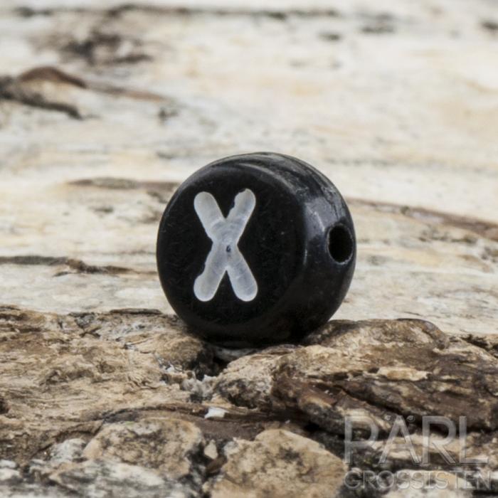Bokstavspärla X 7 mm, Svart (25st)