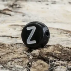 Bokstavspärla Z 7 mm, Svart (25st)