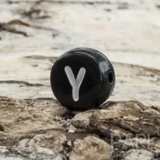 Bokstavspärla Y 7 mm, Svart (25st)