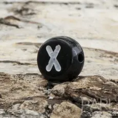 Bokstavspärla X 7 mm, Svart (25st)