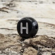 Bokstavspärla H 7 mm, Svart (25st)