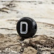 Bokstavspärla D 7 mm, Svart (25st)
