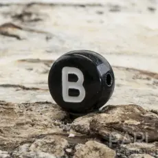 Bokstavspärla B 7 mm, Svart (25st)