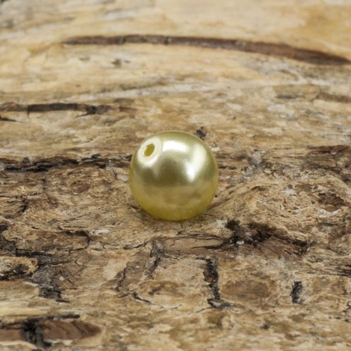 Vaxad glaspärla 6 mm, Gulgrön (40st)