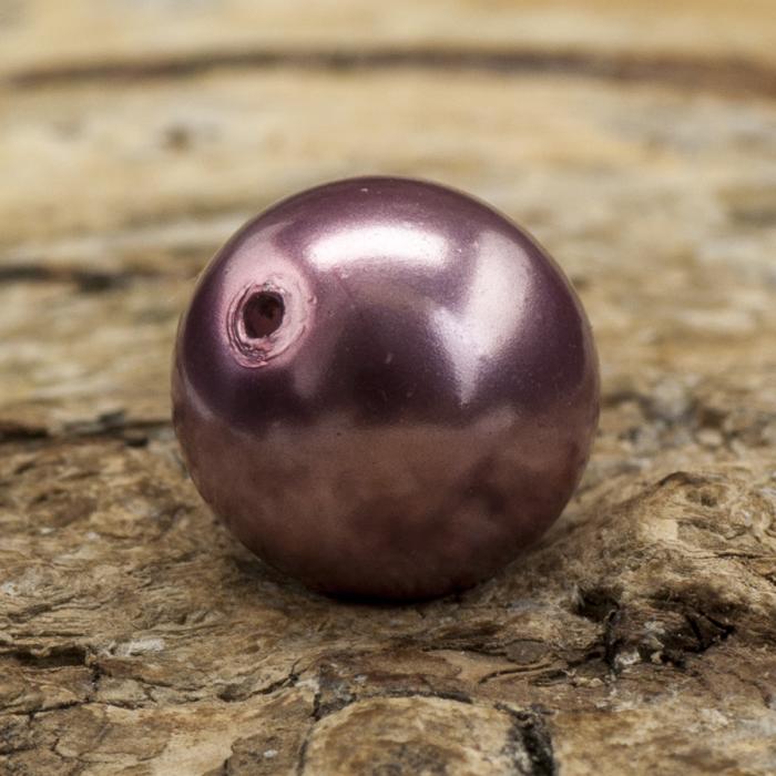 Vaxad glaspärla 8 mm, Ljung (20st)