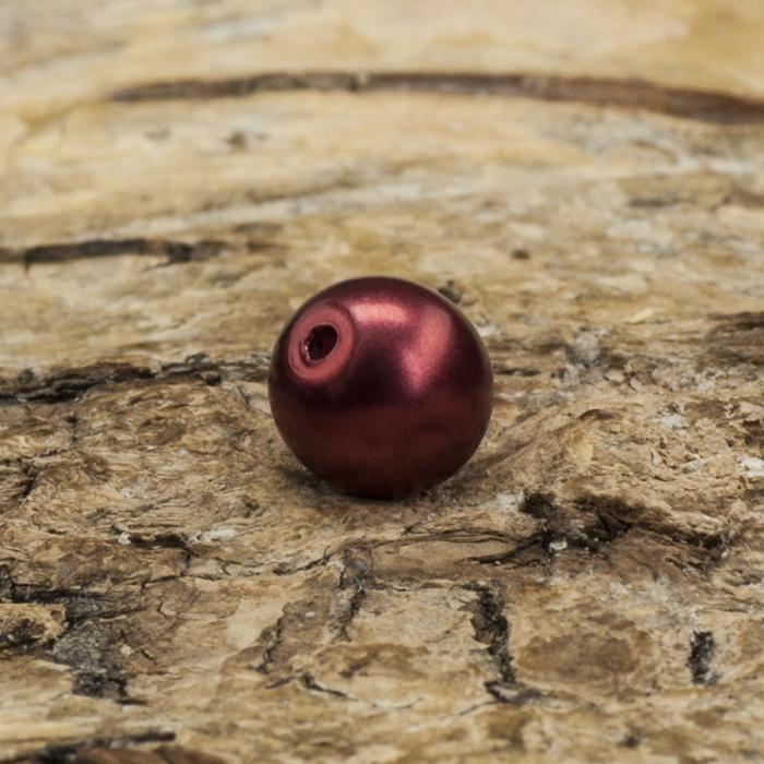 Vaxad glaspärla matt 6 mm, Mörkröd (40st)