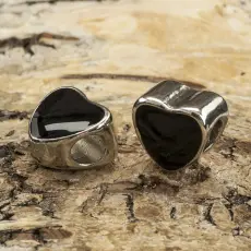 Ormlänkspärla Hjärta 11x11mm, Svart/Silverfärg (st)