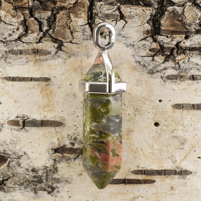 Hänge Bullet unakite 37-40x12 mm, Grön (st)