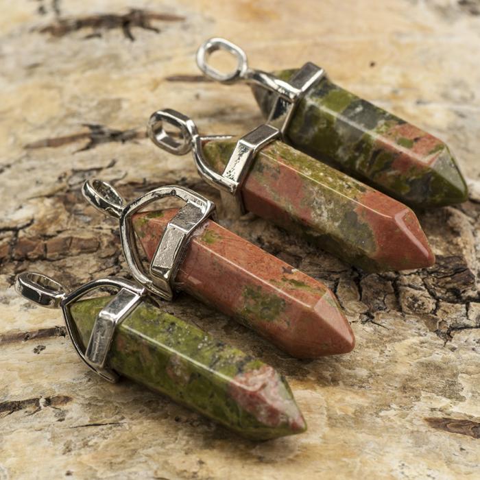 Hänge Bullet unakite 37-40x12 mm, Grön (st)