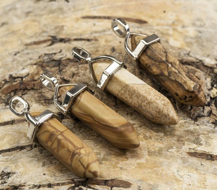 Hänge Bullet jaspis 37-40x12 mm, Beige (st)