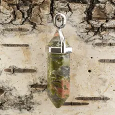 Hänge Bullet unakite 37-40x12 mm, Grön (st)