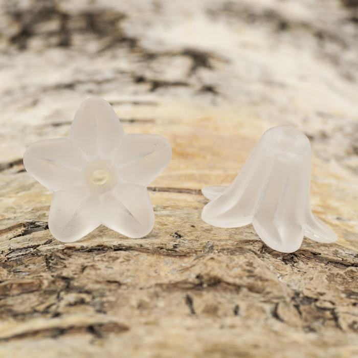 Pärlhållare blomma frostad akryl 12x16 mm, Klar (10st)