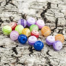 Randig resinpärla 6 mm, Färgmix (25st)