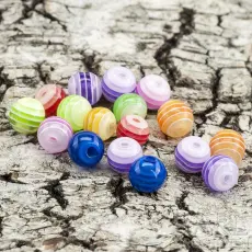 Randig resinpärla 6 mm, Färgmix (25st)