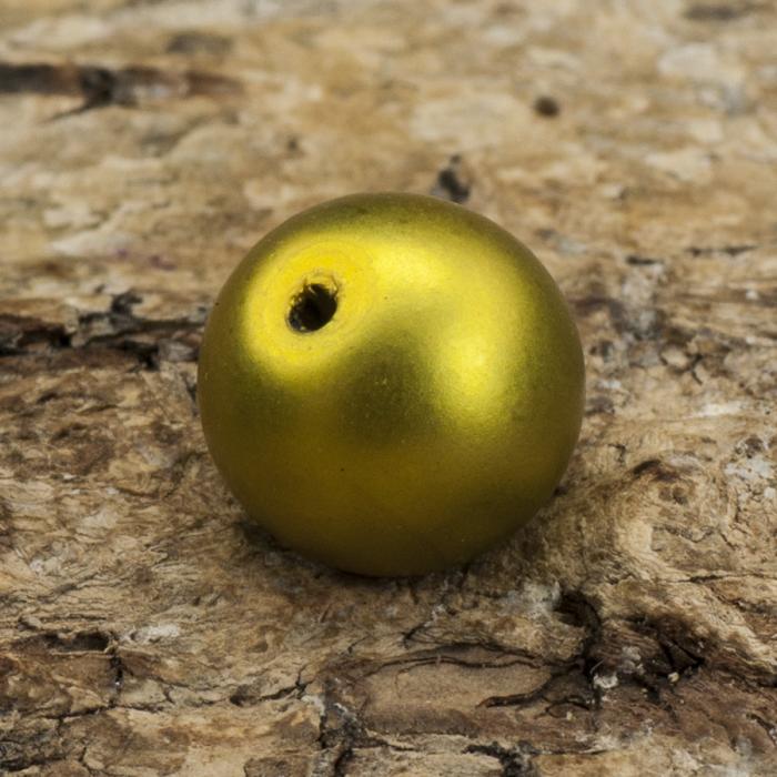 Vaxad glaspärla matt 8 mm, Guldlime (20st)