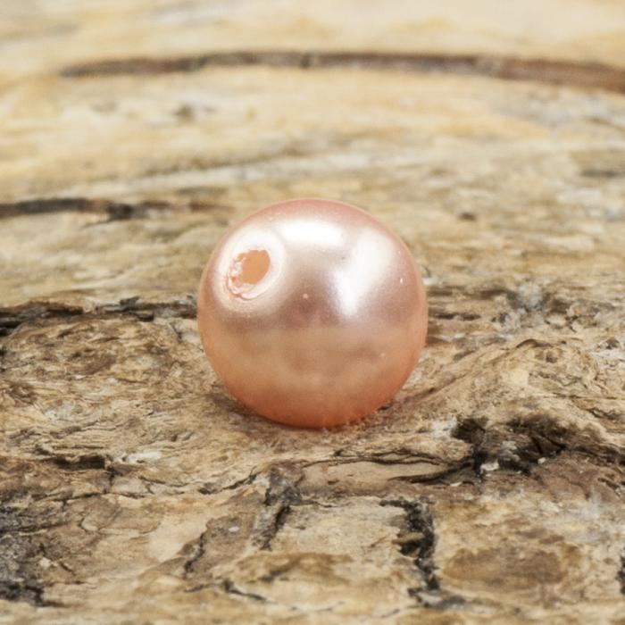 Vaxad glaspärla 6 mm, Laxrosa (40st)