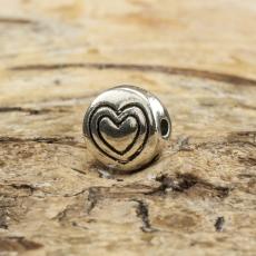 Mellandel Hjärta 6,5x3 mm, Antiksilver (10st)