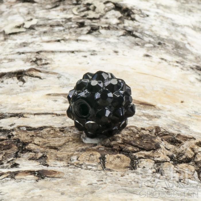 Resinpärla strass 12 mm, Svart (st)