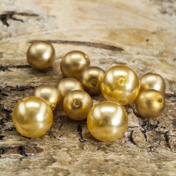 Vaxad glaspärla 6 & 8 mm, Guldmix (40st)