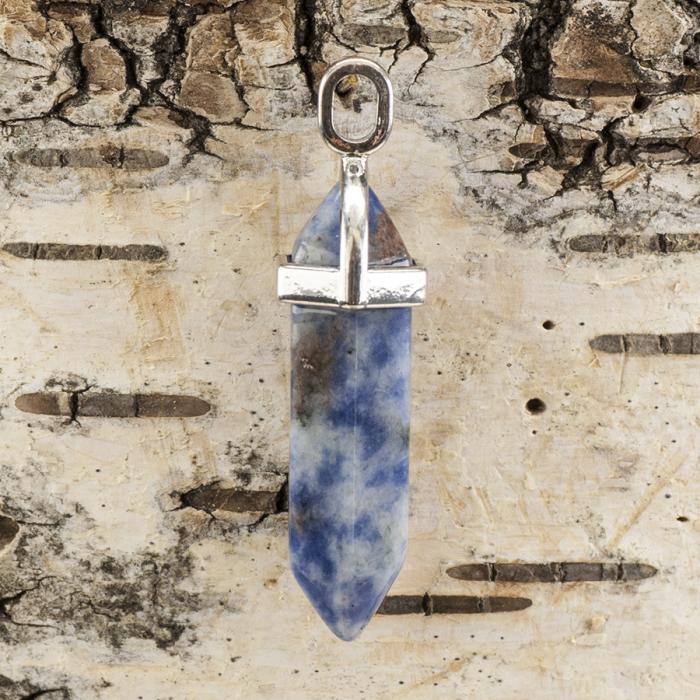 Hänge Bullet bluespot jaspis 37-40x12 mm, Blåvit (st)