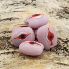Glaspärla Öga 15x18 mm, Rosa (st)