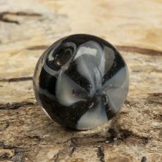 Glaspärla Blomma 12 mm, Svart/Vit (10st)