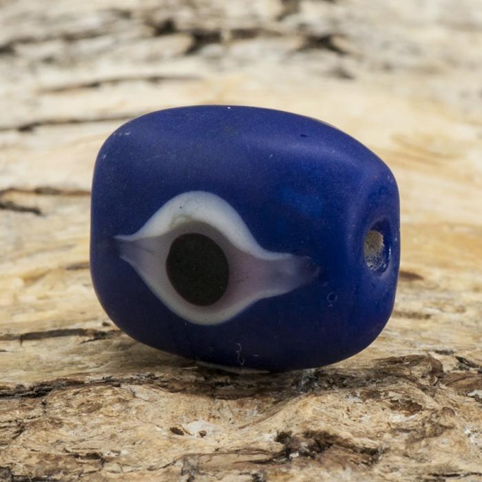 Glaspärla Öga 15x18 mm, Mörkblå (st)