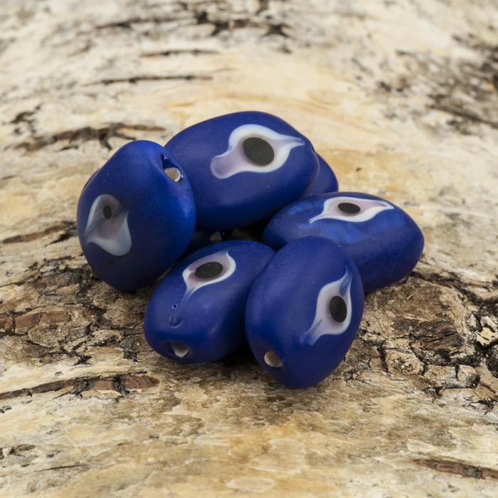 Glaspärla Öga 15x18 mm, Mörkblå (st)