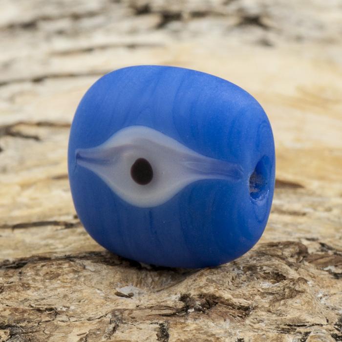 Glaspärla Öga 15x18 mm, Blå (st)