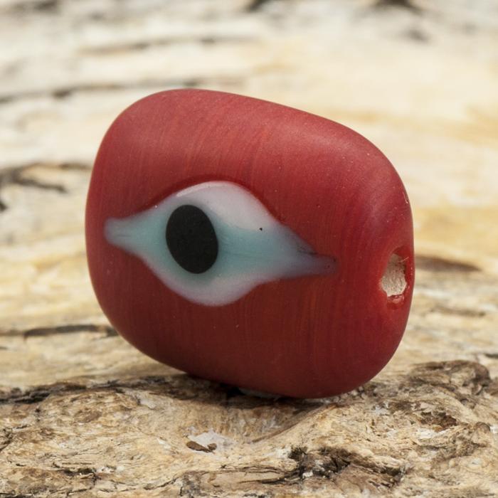 Glaspärla Öga 15x18 mm, Röd (st)