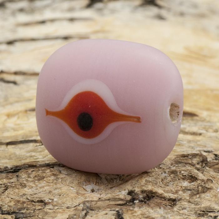 Glaspärla Öga 15x18 mm, Rosa (st)