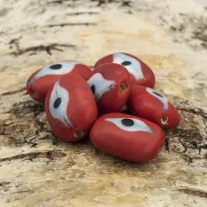 Glaspärla Öga 15x18 mm, Röd (st)