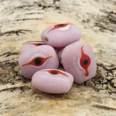 Glaspärla Öga 15x18 mm, Rosa (st)