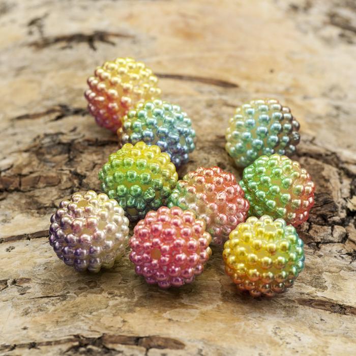 Bubbelpärla 12 mm, Regnbågsgul (5st)