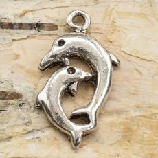 Berlock Delfin 13x22 mm, Antiksilver(5st)